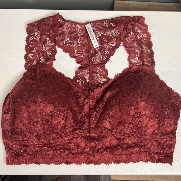 Plus Fired Brick Bralette Hourglass Back Lace w. Pads New pull on  1X, 2X, 3X - Picture 3 of 13